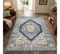 KTYUTJDH Alfombra oriental vintage, azul, beige, rojo, amarillo, rectangular, 180 x 240 cm, alfombras grandes y suaves Art Deco para el hogar, oficina, salón, comedor, dormitorio