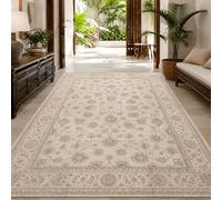 KTYUTJDH Alfombra oriental vintage, beige, marrón, rectangular, 90 x 100 cm, alfombras para sala de estar, dormitorio, cuarto de servicio, alfombra de suelo, mesita de noche