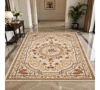 KTYUTJDH Alfombra oriental vintage floral beige, amarillo, marrón, rectangular, 120 x 180 cm, alfombras para sala de estar, dormitorio, estéticas, interiores, decoración del hogar