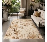 KTYUTJDH Alfombra oriental vintage floral beige, marrón, blanco, rectangular, 180 x 240 cm, alfombras grandes y suaves Art Deco para el hogar, oficina, salón, comedor, dormitorio