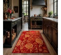 KTYUTJDH Alfombra oriental vintage floral roja, amarilla, naranja, rectangular, 180 x 240 cm, alfombras grandes y suaves Art Deco para el hogar, oficina, salón, comedor, dormitorio