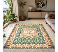 KTYUTJDH Alfombra oriental vintage floral verde, naranja, beige, azul, rectangular, 120 x 180 cm, alfombras para sala de estar, dormitorio, estéticas, interiores, decoración del hogar