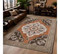 KTYUTJDH Alfombra oriental, vintage, geométrica, gris pardo, marrón, blanco, gris, rectangular, 120 x 180 cm, alfombras para sala de estar, dormitorio, estéticas, interiores, decoración del hogar