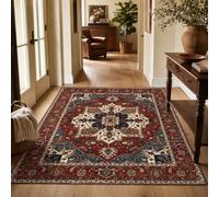 KTYUTJDH Alfombra, Oriental Vintage Rojo, Azul, Blanco, Beige Rectangular 110 x 180 cm, Alfombra Sala Dormitorio Lavable Cocina Oficina Corredor, Protección del Suelo,