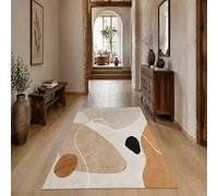 KTYUTJDH Alfombra rectangular de 200 x 260 cm, color beige abstracto, gris pardo, blanco, negro, alfombra muy grande para sala de estar, dormitorio, decoración del hogar, alfombras lavables