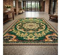 KTYUTJDH Alfombra tradicional, floral, verde, amarillo, marrón, rosa, multicolor, cuadrada, 180 x 180 cm, lavable, dormitorio, sala de estar, apartamento, decoración del hogar