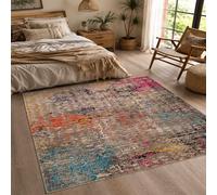 KTYUTJDH Alfombras abstractas de color rosa, naranja, azul, amarillo, negro, beige, rectangular, 200 x 300 cm, lavable, antideslizante, alfombra grande para salón, dormitorio, decoración