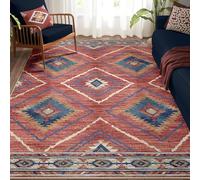 KTYUTJDH Alfombras de diseño geométrico moderno, rojo, naranja, azul, multicolor, rojo, rectangular, 180 x 250 cm, lavable, alfombra para salón, dormitorio, decoración