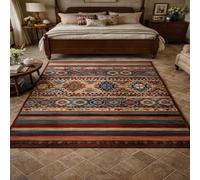 KTYUTJDH Alfombras, diseño geométrico tradicional de flores en rojo, azul, verde, beige, marrón y multicolor, rectangular, 100 x 160 cm, alfombra de salón, lavable, mesa de café, decoración para