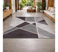 KTYUTJDH Alfombras modernas geométricas, grises, negras, blancas, grises, rectangulares, 140 x 160 cm, para salón, dormitorio, salón, dormitorio, lavable, antideslizante,
