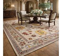 KTYUTJDH Alfombras, motivos florales orientales beige, rojo, amarillo, azul, verde, amarillo, rectangular, 140 x 160 cm, alfombra para salón, casa, dormitorio, salón, dormitorio, lavable