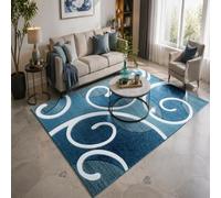KTYUTJDH Alfombras rectangulares para salón, 120 x 180 cm, modernas, abstractas, azul y blanco, alfombras para dormitorio, estéticas, interiores, decoración del hogar