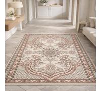 KTYUTJDH Alfombras tradicionales de diseño floral en beige, rojo claro, marrón, gris y multicolor, rectangular, 150 x 220 cm, alfombra decorativa para salón, dormitorio, comedor, alfombra para salón