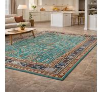 KTYUTJDH Alfombras tradicionales florales azules, rojas, blancas, marrones y naranjas, multicolor, rectangulares, 130 x 180 cm, alfombra de salón, mesa moderna, de pelo corto lavable, para dormitorio