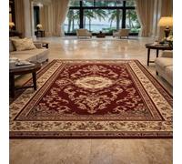 KTYUTJDH Alfombras Vintage Oriental Floral Rojo, Beige y Marrón, Rectangular, 110 x 180 cm, Pelo Corto Lavable Alfombra Dormitorio Cama Alfombra Camino