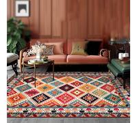KTYUTJDH Area Rugs Short Pile Washable Carpet Home Decoration,Red, Orange, Yellow, Blue, Green, Black, Grey Geometric Vintage Patterns,Multicoloured,Rectangular 100 x 200 cm