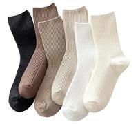 KU Calcetines Mujer6 Pares - Calcetines de Algodón Premium para Otoño-Invierno - Calcetines Deportivos Estéticos para Ropa Casual - Regalo para Mujer Talla 35-42