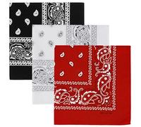 KU Lote de 3 Bandanas de Algodón Paisley - Bandana Hombre Mujer para Protección Facial, Deporte, Cinta Sudor, Protección Solar, Diario, Viajes