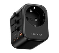 KU XIU Adaptador Enchufe Universal GaN 30W, 4 en 1 Enchufe Universal Viaje | 4-en-1 Adaptador Universal Enchufe Viaje con 2 USB-A & 1 USB-C, Adaptador de Viaje para UK USA Australia Japón e 200+ Países