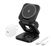 KU XIU Base De Carga para iPhone y Apple Watch, 3 en 1 Cargador Inalámbrico para iPhone 16/15/14/13/12 Pro/Plus/Pro MAX, Cargador rápido de 5W para Apple Watch 9/8/7/6/5/4/3/2/SE, para Airpods