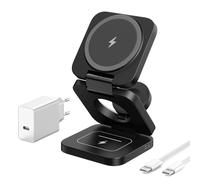 KU XIU Base De Carga para iPhone y Apple Watch, 3 en 1 Cargador Inalámbrico para iPhone 17/16/15/14/13/12 Pro/Plus/Pro MAX, Cargador rápido de 5W para Apple Watch 9/8/7/6/5/4/3/2/SE, para Airpods