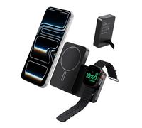 KU XIU Qi2.2 25W Magnético Power Bank 10000mAh para iPhone y Apple Watch | 3-in-1 Bateria Externa con Soporte, Compatible con Magsafe, 30W USB-C Carga Rapida, para iPhone & iWatch & Airpods, Negro