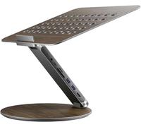 KU XIU Soporte Ajustable Portátil con Estación de Acoplamiento 8-en-1, Soporte Aluminio con Hub USB, Base Giratoria de 360°, Doble Pantalla 4K USB3.0 PD100W para Todos los portátiles de 10-17''