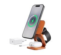 KU XIU X40 Turbo Qi2.2 25W Cargador Inalámbrico Magnético 3 en 1, Estación de Carga Plegable para iPhone 17/16/15/14/13/12, 5W para Apple Watch y AirPods, Diseño en Aluminio, Adaptador GAN 45W Incl.