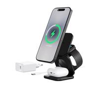 KU XIU X40 Turbo Qi2.2 25W Cargador Inalámbrico Magnético 3 en 1, Estación de Carga Plegable para iPhone 17/16/15/14/13/12, 5W para Apple Watch y AirPods, Diseño en Aluminio, Adaptador GAN 45W Incl.