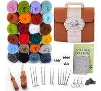 Kuabiz Aguja de Fieltro con Aguja Lana Manualidades, DIY Lana de Fieltro para niños y familias, con lana de fieltro de 120 g, agujas de fieltro, almohadilla de fieltro