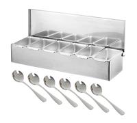 Kuabiz Caja de ingredientes para múltiples especias, recipiente de acero inoxidable con tapa, recipiente para ingredientes, bar para gastro, recipiente para barbacoa, accesorios para pizza, estación