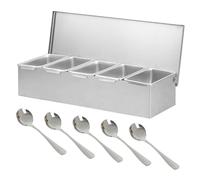 Kuabiz Caja de ingredientes para múltiples especias, recipiente de acero inoxidable con tapa, recipiente para ingredientes, bar para gastro, recipiente para barbacoa, accesorios para pizza, estación