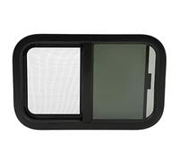 KUAFU Ventana de caravana de 24 x 15 x 1-1/2 pulgadas para caravana, lágrima, carga, caballo, remolque, lágrima, horizontal, vidrio tintado, repuesto con recubrimiento en polvo