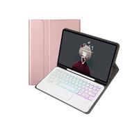 kuaijiexiaopu Detachable Regular/Tri Color Backlit Touch Keyboard Protective Case Suitable for Samsung Galaxy A11+(2025)/A9+/A9plus -11 Inches(Backlit Touch Keyboard+Rose Gold)