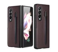 kuaijiexiaopu fubdas, Litchi Leather Case with Pencil Bag, Business Foldable Flip Shockproof Protective Cover Suitable for Samsung Galaxy Z Fold 6/5(Marrón,Z Fold5)