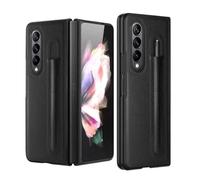 kuaijiexiaopu fubdas, Litchi Leather Case with Pencil Bag, Business Foldable Flip Shockproof Protective Cover Suitable for Samsung Galaxy Z Fold 6/5(Negro,Z Fold6)