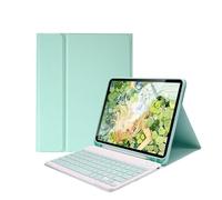 kuaijiexiaopu Funda con Teclado Desmontable y Soporte for lápiz Integrado, de Cuero PU+TPU, Compatible con Samsung Galaxy Tab S9 de 11 Pulgadas X710/X716B/X718U.(Mint Green+Keyboard)