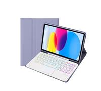 kuaijiexiaopu Funda con Teclado retroiluminado Tricolor Desmontable y Soporte de Cuero PU+TPU Compatible con iPad Air5/Air4 de 10,9 Pulgadas(Purple+Keyboard)