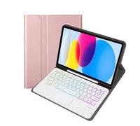 kuaijiexiaopu Funda con Teclado táctil retroiluminado Desmontable, Funda Protectora de Cuero abatible Compatible con iPad Air de 11 Pulgadas (2024)(Rose Golden)