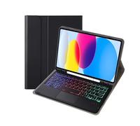 kuaijiexiaopu Funda con Teclado táctil retroiluminado Desmontable, Funda Protectora de Cuero con Tapa Compatible con iPad Air4/Air5 de 10,9 Pulgadas(Negro)