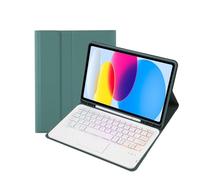 kuaijiexiaopu Funda con Teclado táctil retroiluminado Desmontable, Funda Protectora de Cuero con Tapa Compatible con iPad Air4/Air5 de 10,9 Pulgadas(Dark Green)