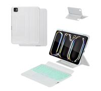 kuaijiexiaopu Funda con Teclado táctil retroiluminado Desmontable, Funda Protectora de Cuero con Tapa Compatible con iPad Air4/Air5 de 10,9 Pulgadas(Blanco)