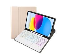 kuaijiexiaopu Funda con Teclado táctil retroiluminado Desmontable, Funda Protectora de Cuero con Tapa Compatible con iPad Air4/Air5 de 10,9 Pulgadas(Golden)