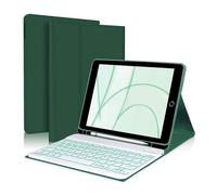 kuaijiexiaopu Funda de Cuero PU+TPU con Soporte, Ranura for bolígrafo y Teclado retroiluminado Desmontable, Compatible con iPad de 10.ª generación de 10,9 Pulgadas.(Dark Green+Keyboard)