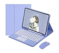 kuaijiexiaopu Funda de Piel sintética con Soporte for Teclado y ratón con Teclas Redondas Desmontables, Compatible con Samsung Galaxy Tab S9 de 11 Pulgadas X710/X716B/X718U.(Purple+Touch Keyboard)