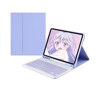 kuaijiexiaopu Funda Protectora de Cuero con Tapa y Teclado Desmontable con portalápices Integrado, Compatible con iPad Air de 13 Pulgadas (2024)(Light Purple+Keyboard)