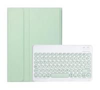 kuaijiexiaopu Funda Protectora de Piel con Teclado Desmontable y Teclas Redondas Compatible con Samsung Galaxy Tab S9 de 11 Pulgadas X710/716B/718U(Mint Green+Keyborad)