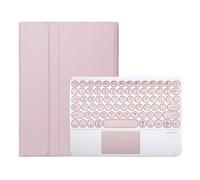 kuaijiexiaopu Funda Protectora de Piel con Teclado Desmontable y Teclas Redondas Compatible con Samsung Galaxy Tab S9 de 11 Pulgadas X710/716B/718U(Pink+Touch Keyborad)