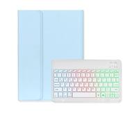 kuaijiexiaopu Funda Protectora de Piel sintética con Tapa y Teclado retroiluminado Desmontable Compatible con iPad Air5/Air4 de 10,9 Pulgadas(Sky Blue+Keyboard)