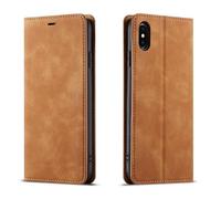 kuaijiexiaopu Fundas Magnetic Card Holder Flip Leather Case, Wallet Stand Protective Cover Compatible with iPhone 16 E 6.1 Inch(Marrón)